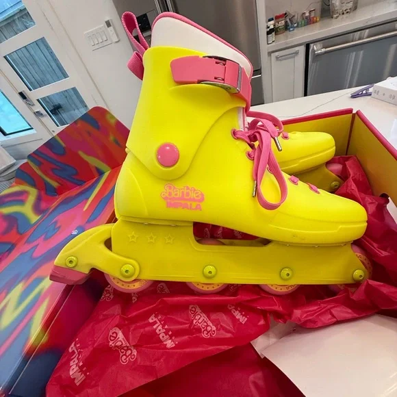 Barbie Movie Impala Inline Skate Roller Blades - Yellow and Pink - Picture 3 of 6